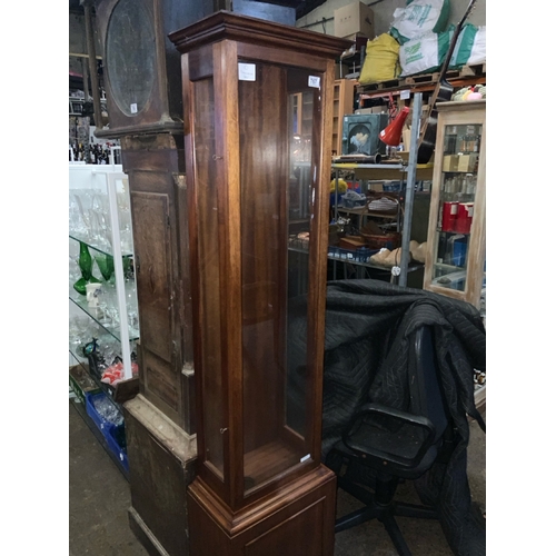 767 - Superb tall Mahogany regulator case.  Keys to all locks for front door.  H188cm x W44cm x D27cm