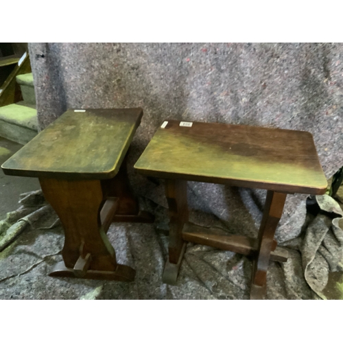 804 - A pair of solid oak, jointed bench stools of some age H48cm approx