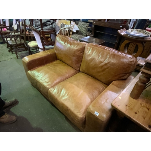 811 - Fabulous tan leather two seater sofa L175cm x  D100cm