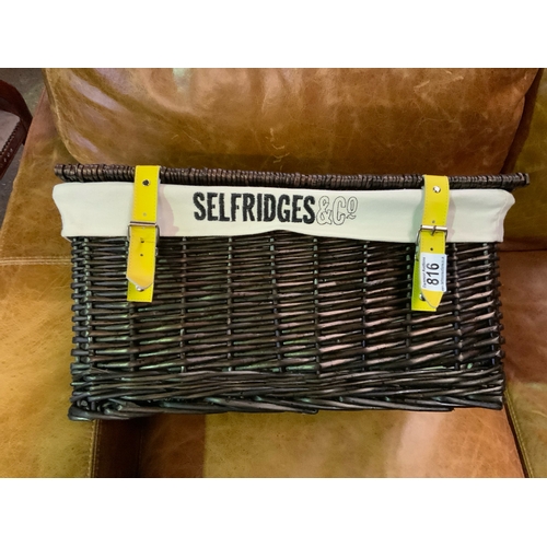 816 - Selfridges wicker picnic basket