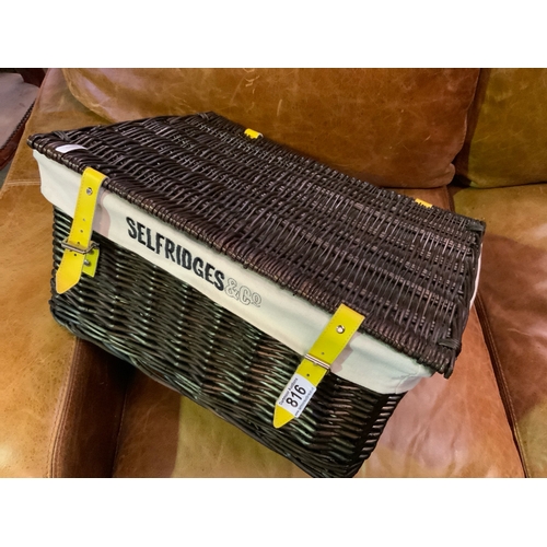 816 - Selfridges wicker picnic basket