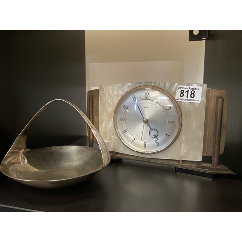 818 - Vintage Metamec mantle clock and a WMF silver plated bon-bon dish