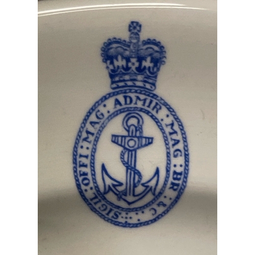 828 - Set of 12 military Royal Navy white mess dinner plates dated 1966