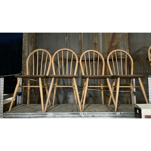 840 - Four Ercol mid-century stick back chairs