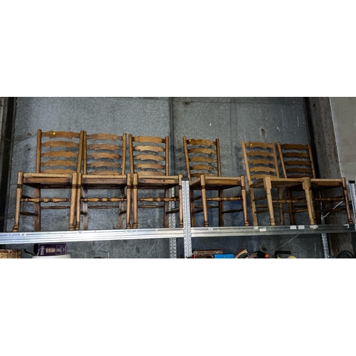 842 - Nine good ladder back dining chairs