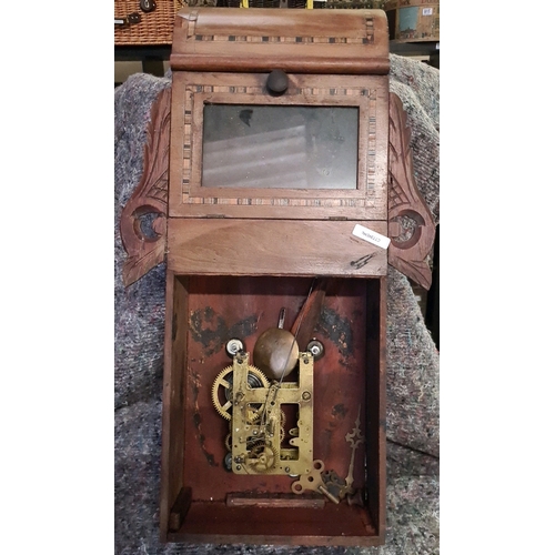 921 - A pair of pretty antique clock carcasses with some component parts perfect for upcyclers