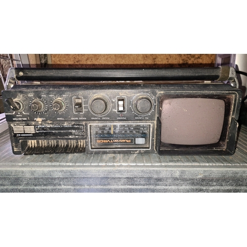 966 - A vintage Plustron radio/cassette player with mini TV!