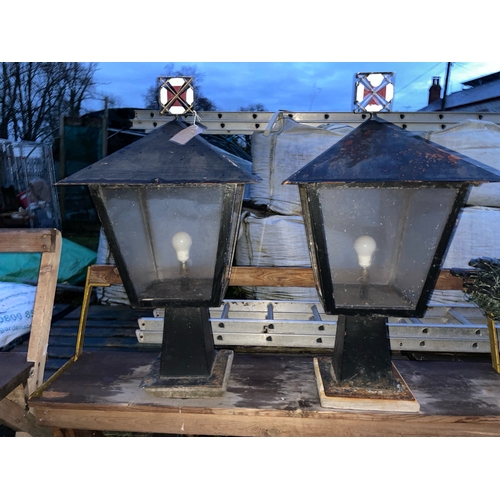 985 - Two large outdoor garden lanterns, approx 92cm tall