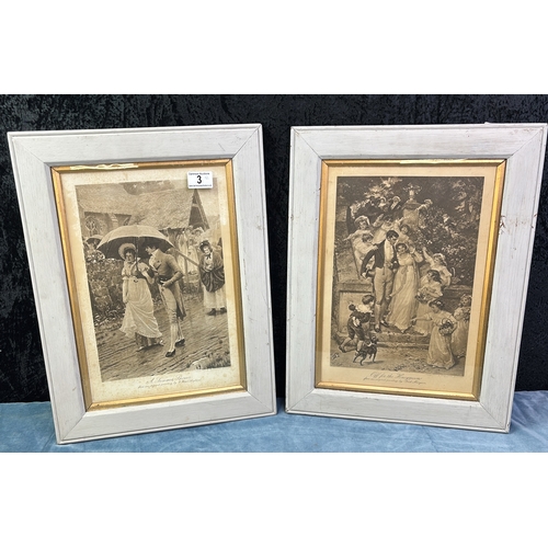 3 - A pair of framed prints - ‘Off for the Honeymoon’ by Fred Morgan and ‘A Summer Shower’ by E. Blair L... 