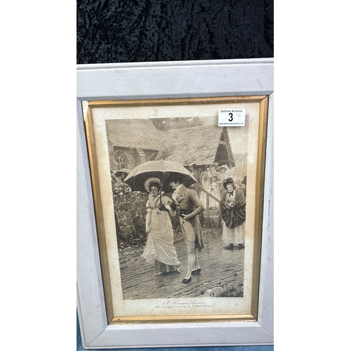 3 - A pair of framed prints - ‘Off for the Honeymoon’ by Fred Morgan and ‘A Summer Shower’ by E. Blair L... 