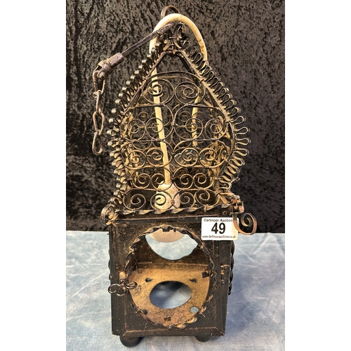 49 - Decorative iron hanging lamp with electrical fitting