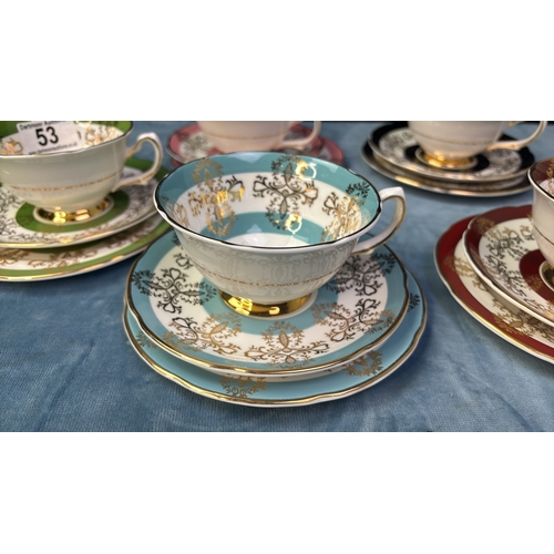 53 - Set of six Royal Grafton bone china cup, saucer and plate trios