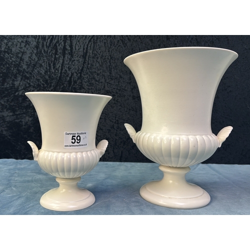 59 - Two Wedgwood Etruria & Barlaston moonstone colour urns, designed by Norman Wilson, approx 24cm and 1... 