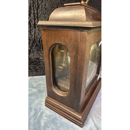 62 - Wuersch, Fall River, Mass. wooden cased chiming clock with brass ship design face and angel motifs. ... 