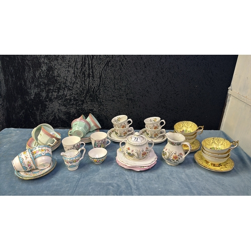 73 - Good collection of china including Adams Country Meadow, Crown Staffordshire and Aynsley cups and sa... 