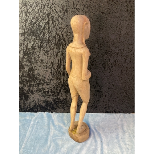 131 - A vintage/antique carved wood African art female figure of some age and quality H58cm approx