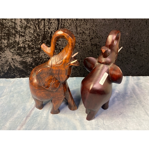 163 - A fab pair of hand carved wood elephants brought back from The Gambia some years ago H30cm