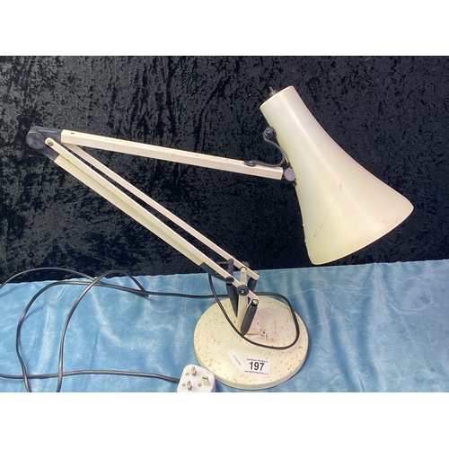 197 - Anglepoise lamp, sprung, with weighted bottom.