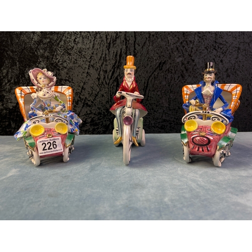 226 - Trio of Italian ceramic automobile figurines