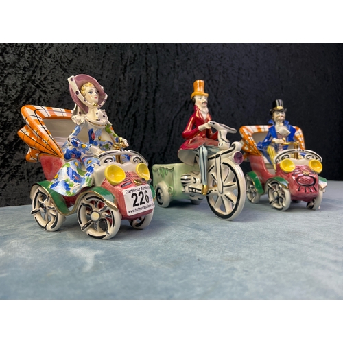 226 - Trio of Italian ceramic automobile figurines