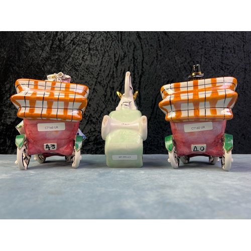 226 - Trio of Italian ceramic automobile figurines