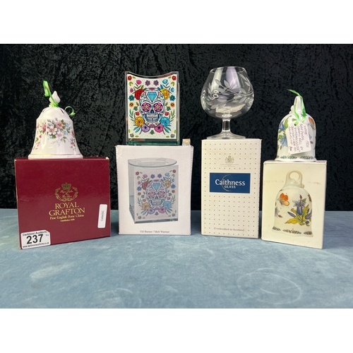 237 - Presentation boxed Caithness glass Brandy glass, Scented living boxed candle holder Gluten Glocke 81... 