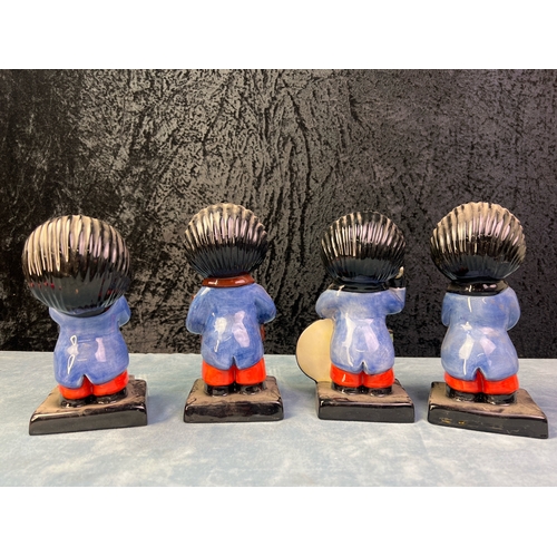 246 - The Band. The Carlton ware collection of 4 members Golly band members, all hand painted. The Drummer... 