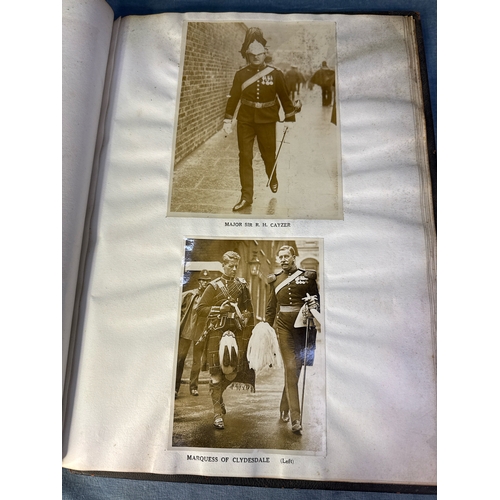 290a - ‘The King’s Levée June 2nd 1924’ leather bound scrapbook contained newspaper clippings, photographic... 