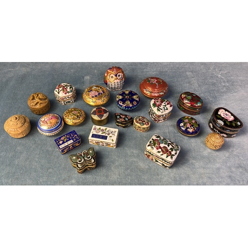 355 - Really pretty collection of cloisonne, enamel and soapstone trinket pots