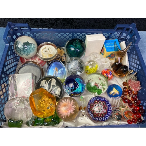 367 - Good Lot of glassware inc. hand blown millefiori, stitched and crystal paperweights