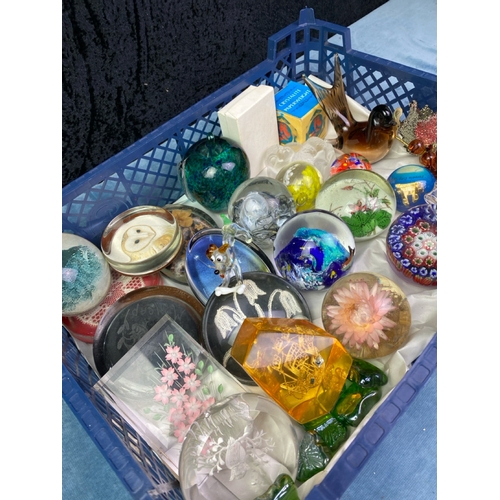 367 - Good Lot of glassware inc. hand blown millefiori, stitched and crystal paperweights