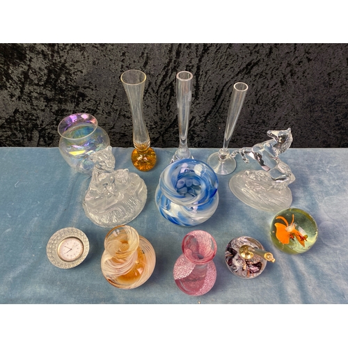 372 - A good Lot of vintage art glass hand blown items inc Darlington style stem vase, Cristal D'Arques le... 