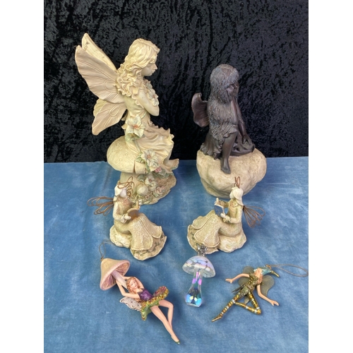 377 - A fantasy Collection of fairies inc 2 from Wong's of Brooklyn, a glass mushroom and more