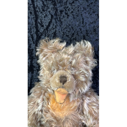 399 - Vintage mid-century Hermann teddy bear, mohair fur, shaved muzzle, stitched nose, articulated head a... 