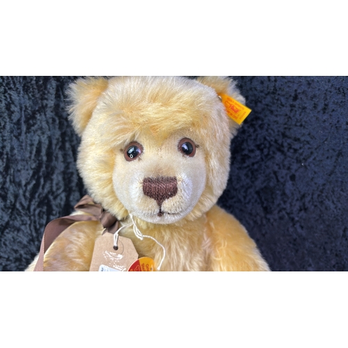 401b - Steiff teddy bear with golden fur and original Roosevelt ‘Teddy’s Bear’ cartoon style face. With ori... 