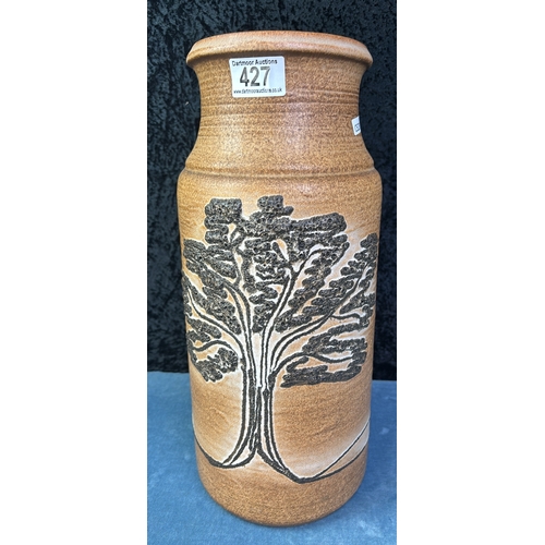 427 - Large West German Bay 240/40 stoneware pot / vase with tree design, approx 40cm tall