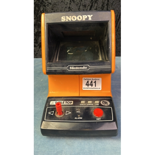 441 - Vintage Nintendo Game & Watch large Snoopy electronic game. No battery cover. Untested.