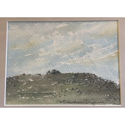 461 - Two framed watercolour paintings of Dartmoor scenes, Saddle Tor and West Mill Tor by Natalie Crawsha... 