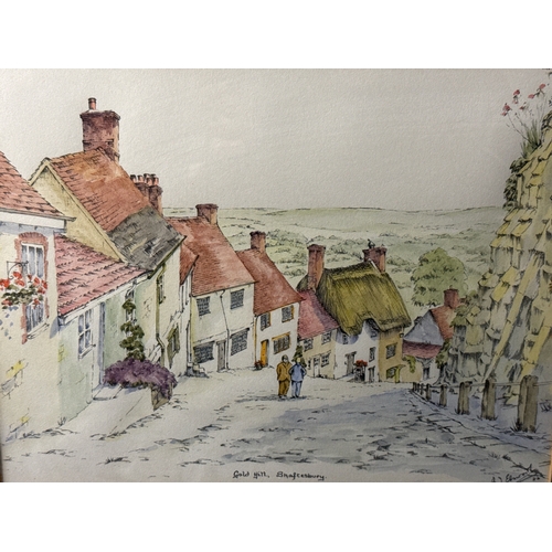 478 - Framed print of Gold Hill, Shaftesbury (the iconic street from the famous Hovis advert), by Barbara ... 