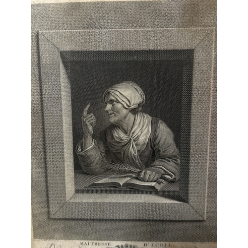 481 - Framed c1772 copper engraving / etching entitled ‘Maîtresse d'École’ (Schoolmistress) by Johann Geor... 