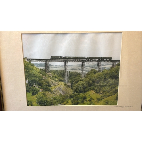 482 - Framed photograph print of Meldon Viaduct near Okehampton in the 1960s along with a signed print of ... 