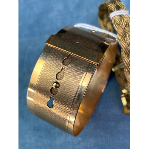 661 - Henry Griffiths & Sons Front and Back rolled gold buckle bracelet with engine turned design along wi... 