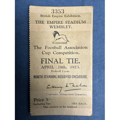 690 - April 28th 1923 British Empire Exhibition (the first FA Cup) Final Tie football programme and ticket... 