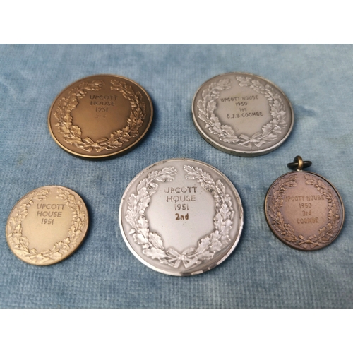 700 - 5 various sports medals from Upcott House 1950/51.