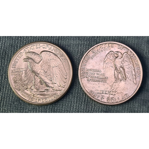 712 - 1943 silver half dollar (12.5g) and a 1925 Stone Mountain silver half dollar (12.5g) both in EF cond... 