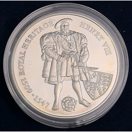 733 - Kings and Queens of Great Britain 1996 Falkland Islands Henry VIII and Elizabeth I Silver Proof £2 c... 