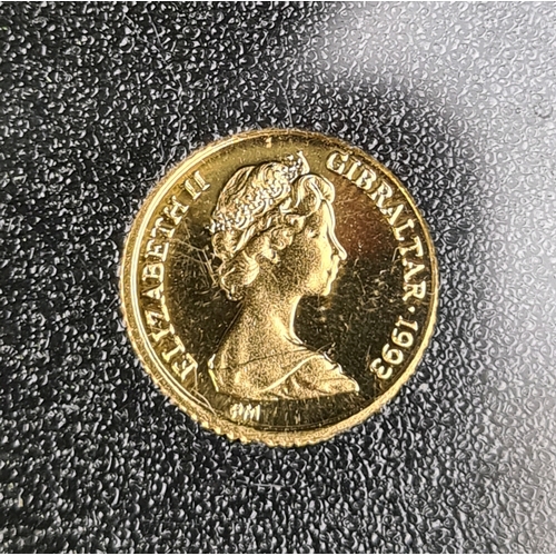 736 - The Smallest Gold Coins in the World collection 24ct gold proof Gibraltar Queen Elizabeth II coin, 1... 