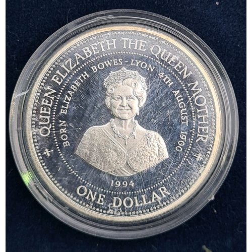 740 - 1994 Barbados Queen Elizabeth the Queen Mother and 1977 Elizabeth & Philip silver one Dollar coins