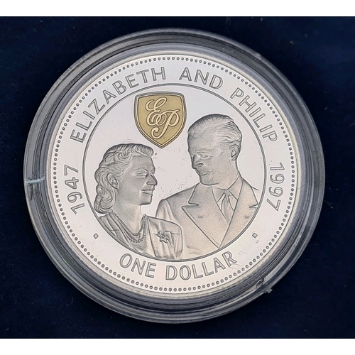 740 - 1994 Barbados Queen Elizabeth the Queen Mother and 1977 Elizabeth & Philip silver one Dollar coins