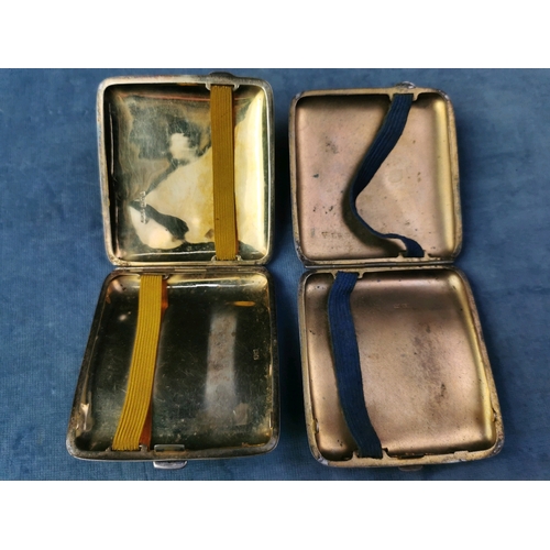 753 - Two antique silver cigarette cases with gilt interiors - one is Chester 1927, the other Birmingham 1... 